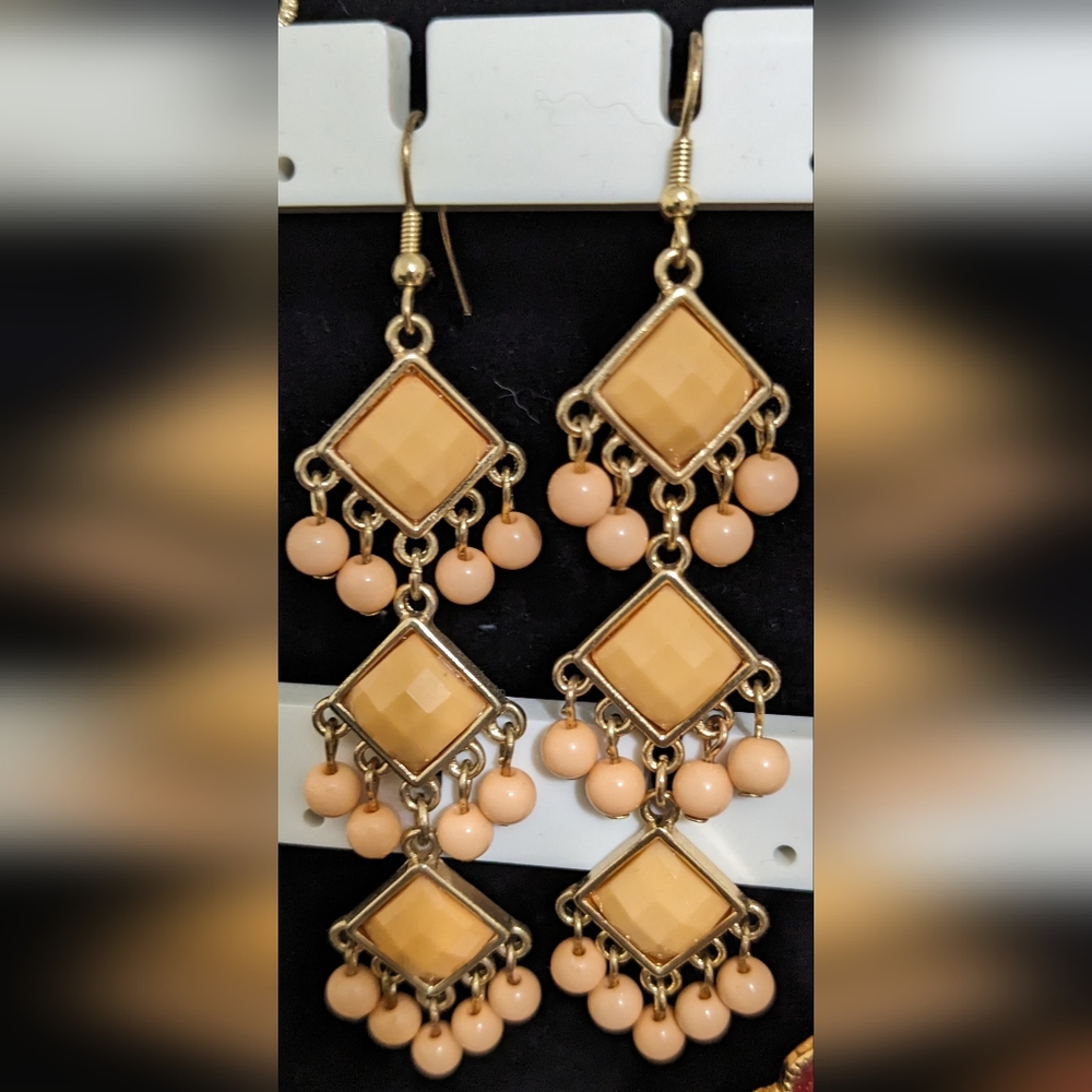 Peach Drop Dangle Earrings